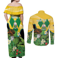 Personalized Saint Vincent and the Grenadines Couples Matching Off Shoulder Maxi Dress and Long Sleeve Button Shirt Amazona Guildingii 46 Years Of Independence - Wonder Print Shop