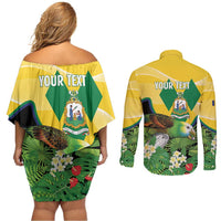 Personalized Saint Vincent and the Grenadines Couples Matching Off Shoulder Short Dress and Long Sleeve Button Shirt Amazona Guildingii 46 Years Of Independence - Wonder Print Shop