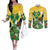Personalized Saint Vincent and the Grenadines Couples Matching Off The Shoulder Long Sleeve Dress and Long Sleeve Button Shirt Amazona Guildingii 46 Years Of Independence - Wonder Print Shop
