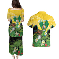 Personalized Saint Vincent and the Grenadines Couples Matching Puletasi and Hawaiian Shirt Amazona Guildingii 46 Years Of Independence - Wonder Print Shop
