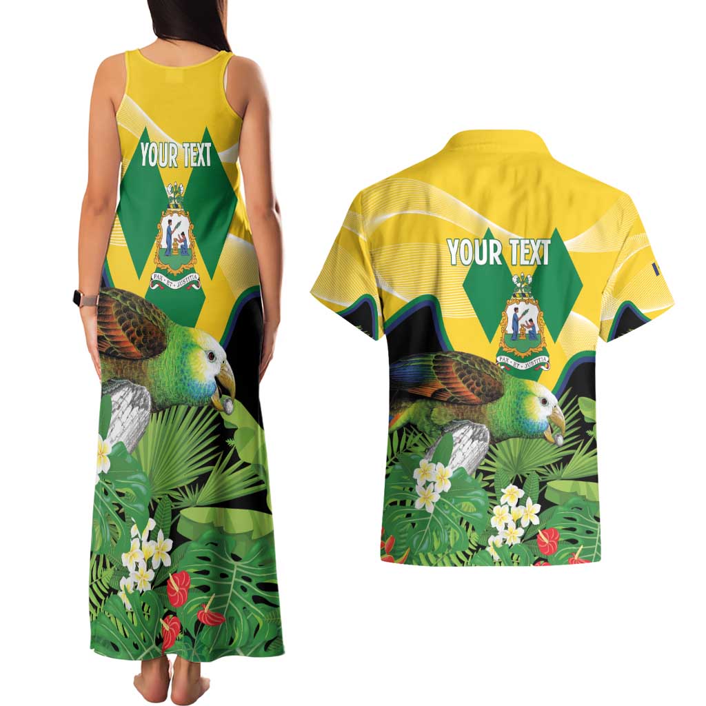 Personalized Saint Vincent and the Grenadines Couples Matching Tank Maxi Dress and Hawaiian Shirt Amazona Guildingii 46 Years Of Independence - Wonder Print Shop