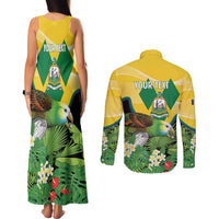 Personalized Saint Vincent and the Grenadines Couples Matching Tank Maxi Dress and Long Sleeve Button Shirt Amazona Guildingii 46 Years Of Independence - Wonder Print Shop