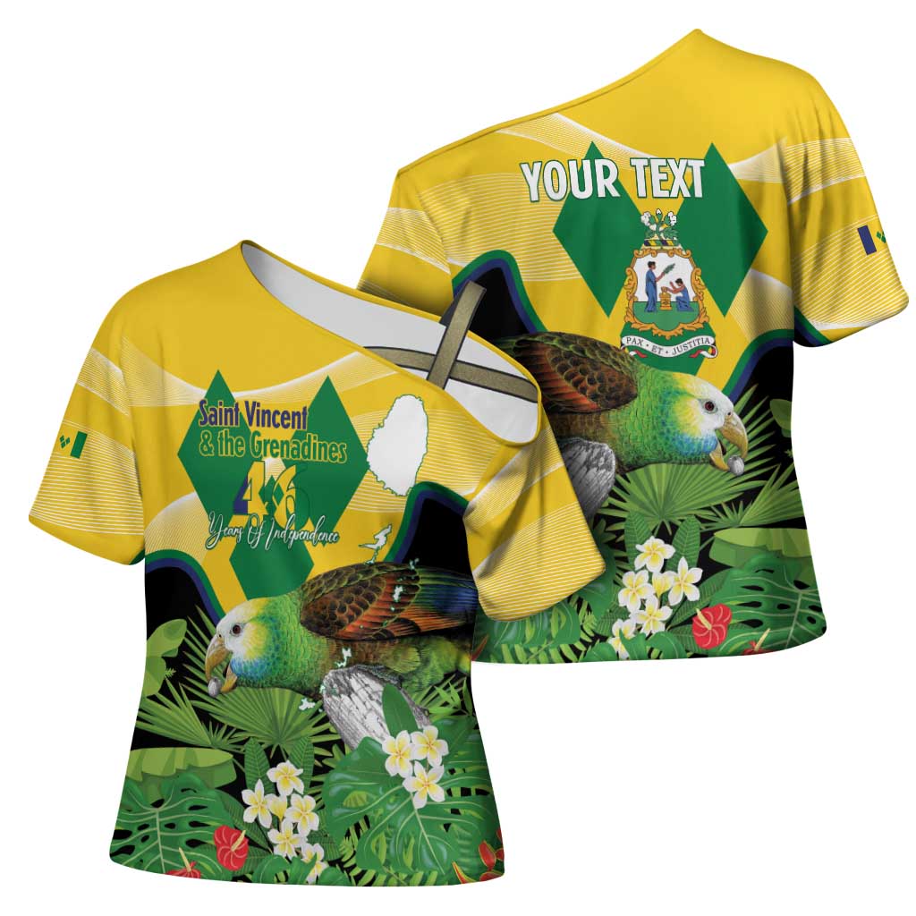 Personalized Saint Vincent and the Grenadines Cross Shoulder Shirt Amazona Guildingii 46 Years Of Independence - Wonder Print Shop