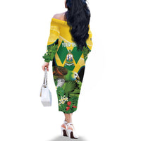 Personalized Saint Vincent and the Grenadines Family Matching Off The Shoulder Long Sleeve Dress and Hawaiian Shirt Amazona Guildingii 46 Years Of Independence - Wonder Print Shop