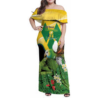 Personalized Saint Vincent and the Grenadines Family Matching Off Shoulder Maxi Dress and Hawaiian Shirt Amazona Guildingii 46 Years Of Independence - Wonder Print Shop