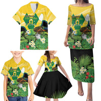 Personalized Saint Vincent and the Grenadines Family Matching Puletasi and Hawaiian Shirt Amazona Guildingii 46 Years Of Independence - Wonder Print Shop