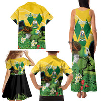 Personalized Saint Vincent and the Grenadines Family Matching Tank Maxi Dress and Hawaiian Shirt Amazona Guildingii 46 Years Of Independence - Wonder Print Shop