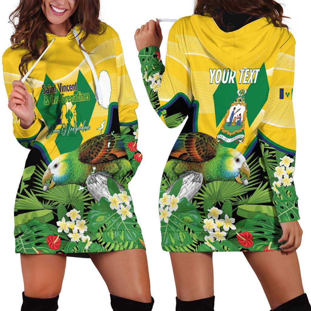 Personalized Saint Vincent and the Grenadines Hoodie Dress Amazona Guildingii 46 Years Of Independence - Wonder Print Shop