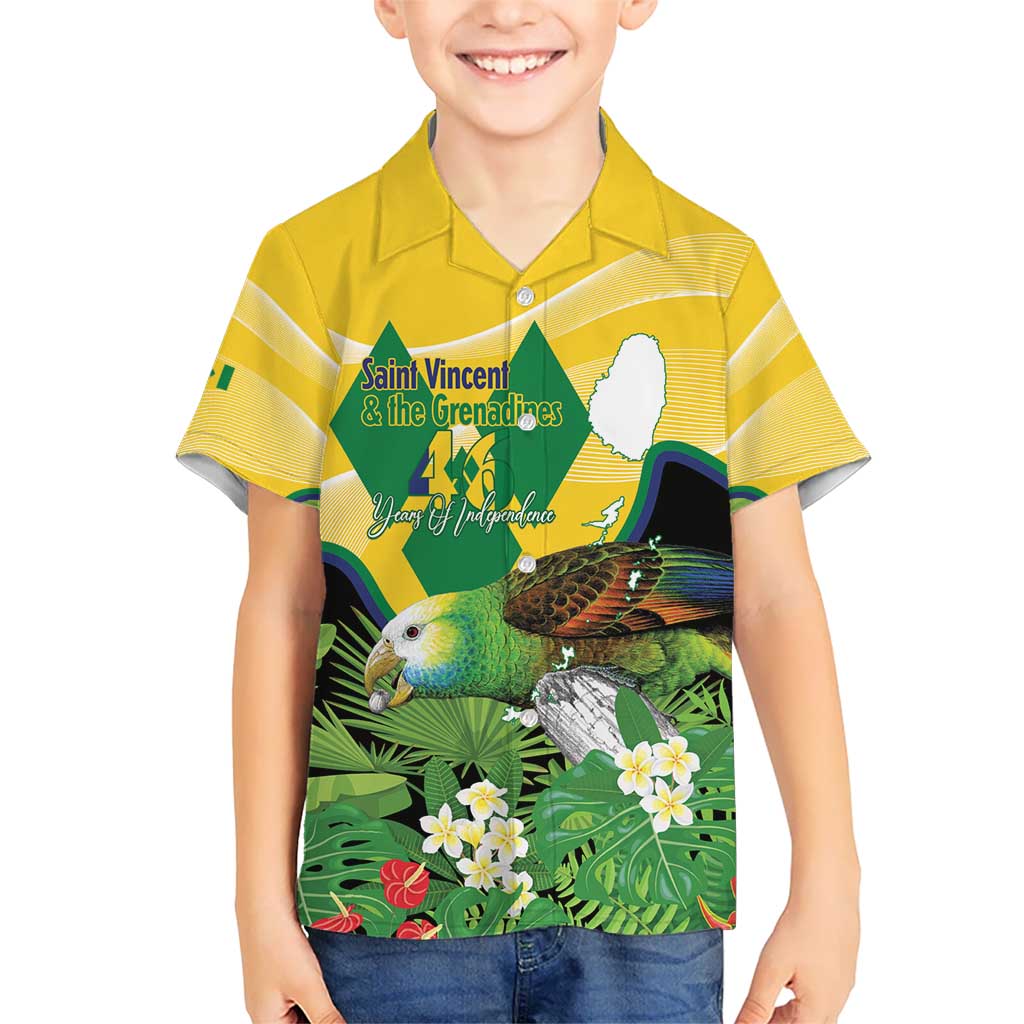 Personalized Saint Vincent and the Grenadines Kid Hawaiian Shirt Amazona Guildingii 46 Years Of Independence - Wonder Print Shop