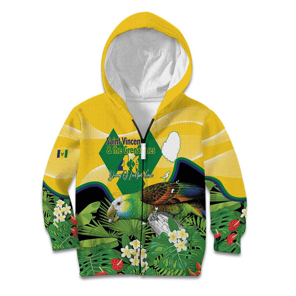 Personalized Saint Vincent and the Grenadines Kid Hoodie Amazona Guildingii 46 Years Of Independence - Wonder Print Shop