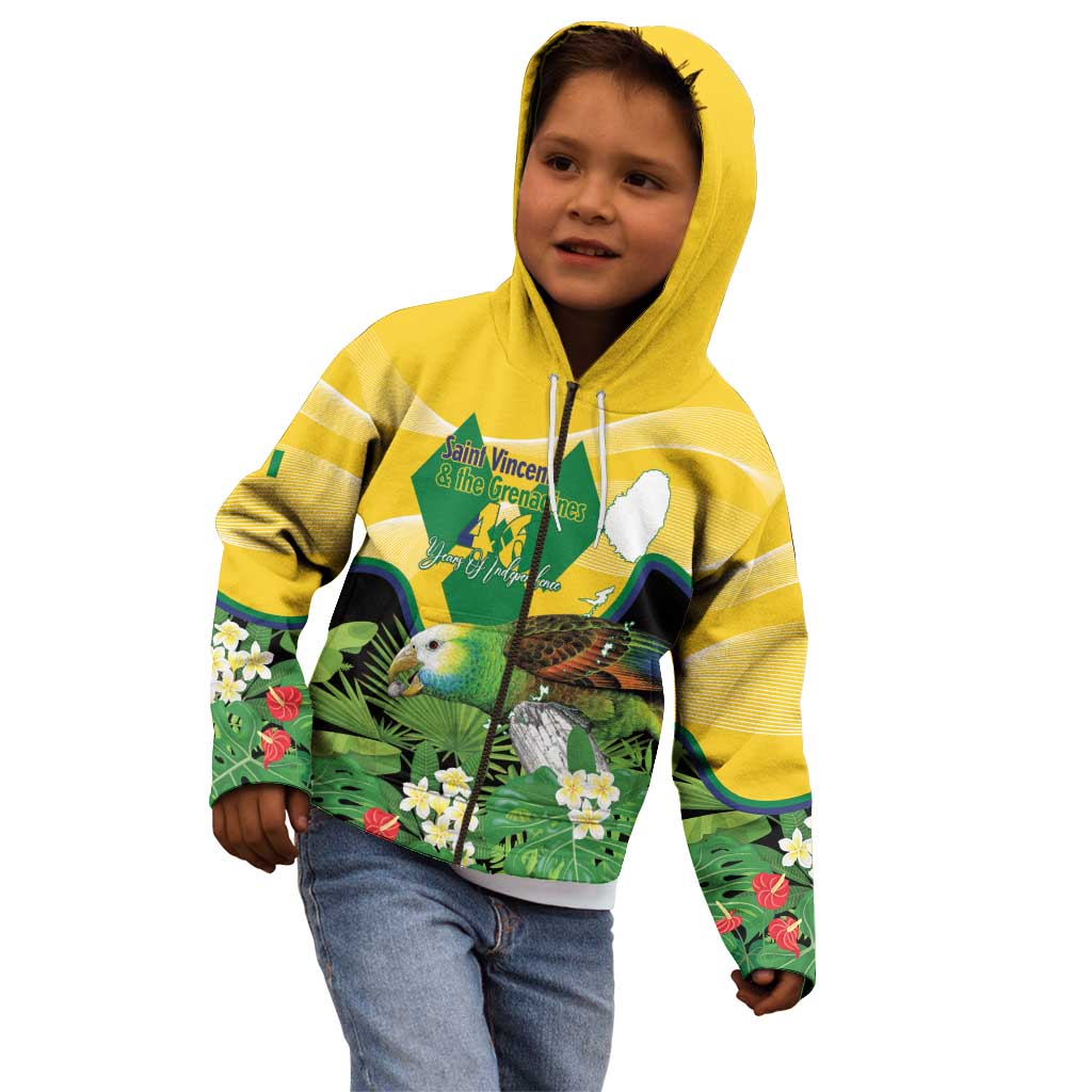 Personalized Saint Vincent and the Grenadines Kid Hoodie Amazona Guildingii 46 Years Of Independence - Wonder Print Shop