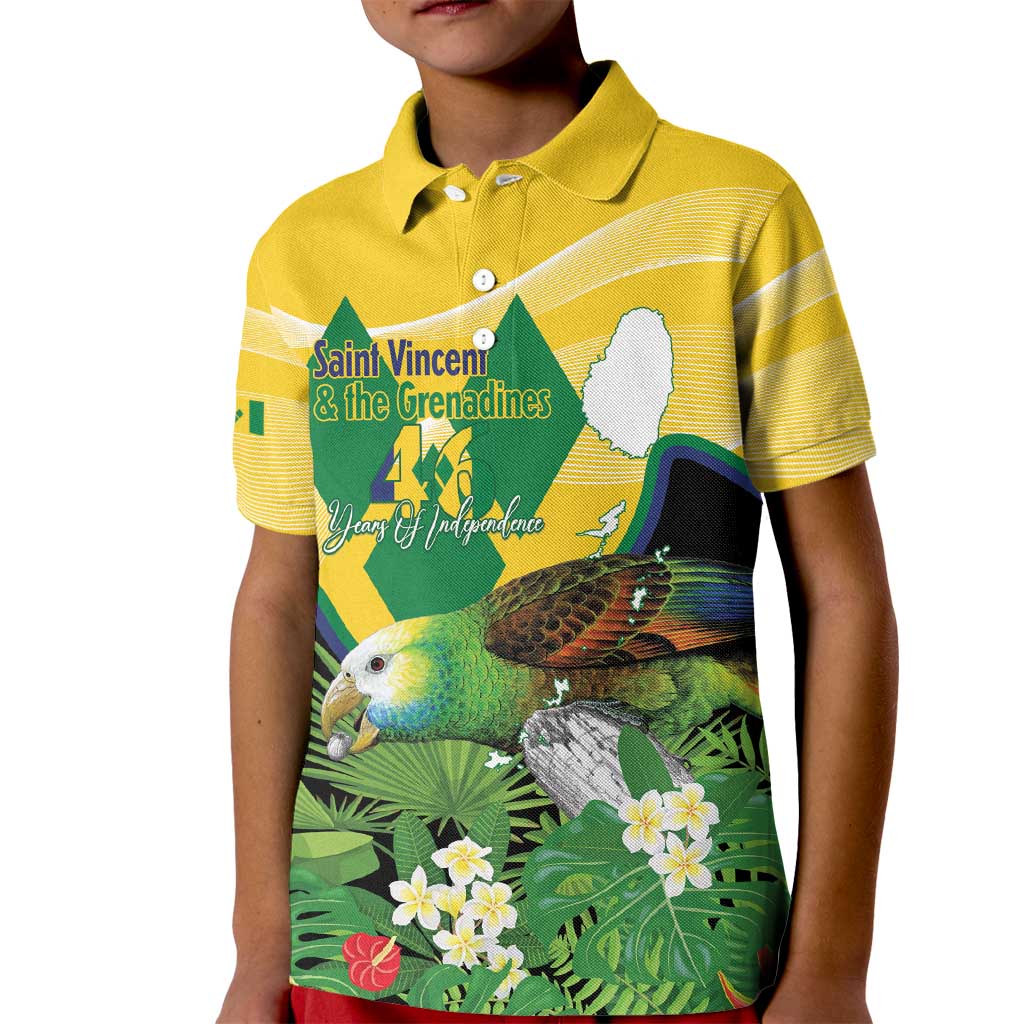 Personalized Saint Vincent and the Grenadines Kid Polo Shirt Amazona Guildingii 46 Years Of Independence - Wonder Print Shop