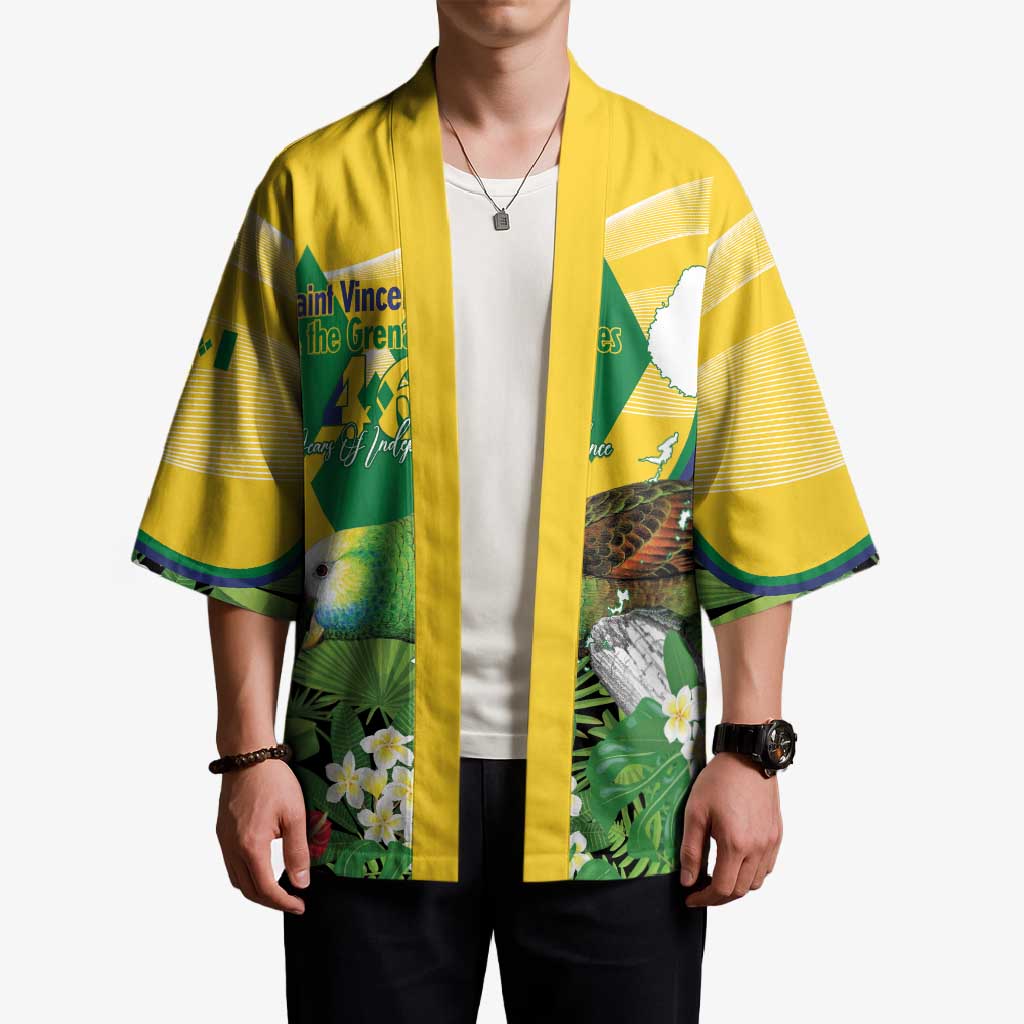 Personalized Saint Vincent and the Grenadines Kimono Amazona Guildingii 46 Years Of Independence - Wonder Print Shop