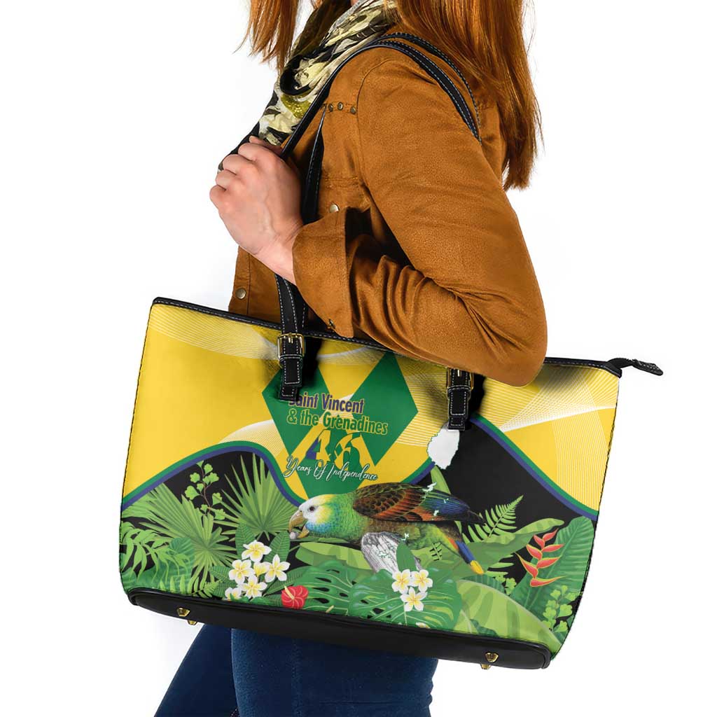 Saint Vincent and the Grenadines Leather Tote Bag Amazona Guildingii 46 Years Of Independence - Wonder Print Shop