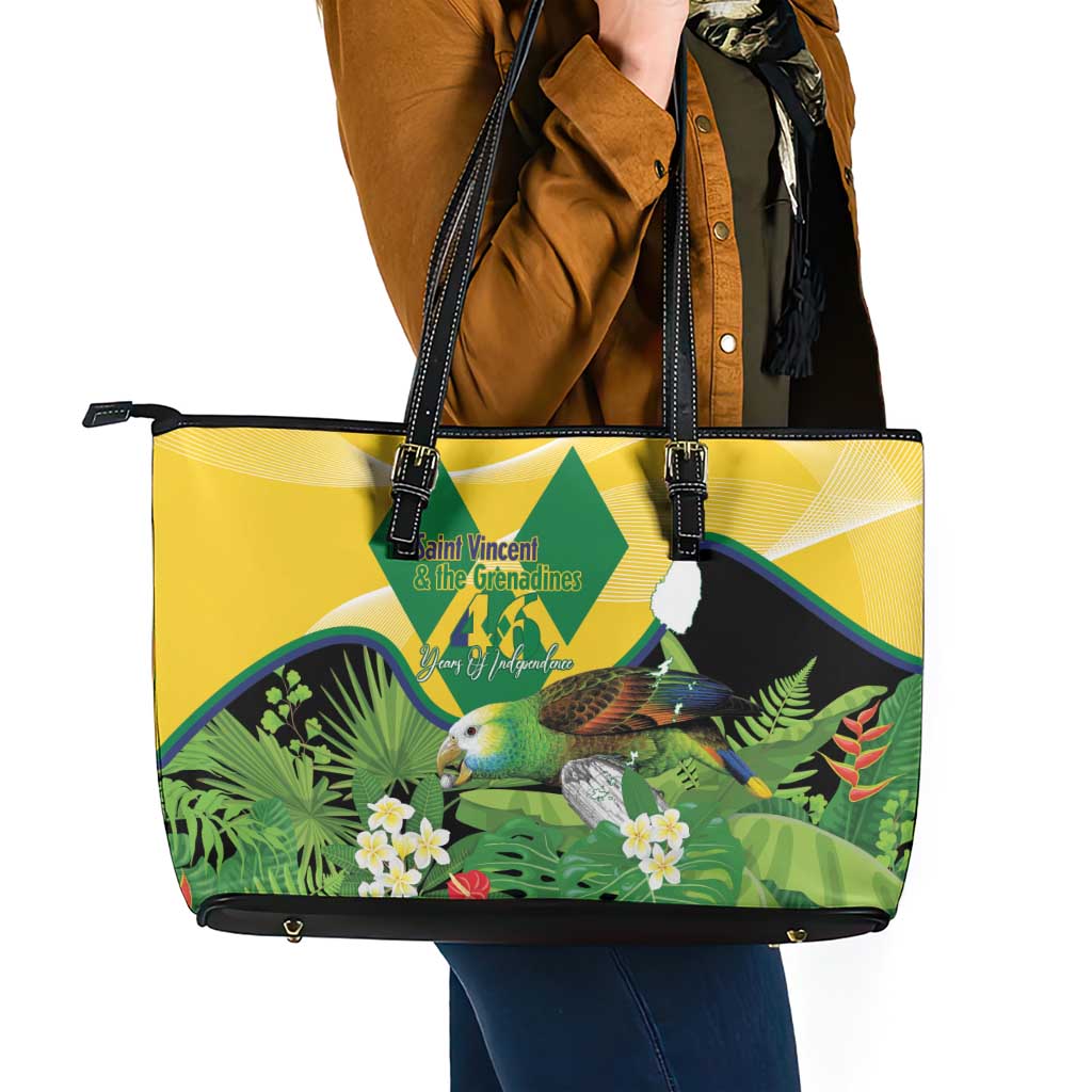 Saint Vincent and the Grenadines Leather Tote Bag Amazona Guildingii 46 Years Of Independence - Wonder Print Shop