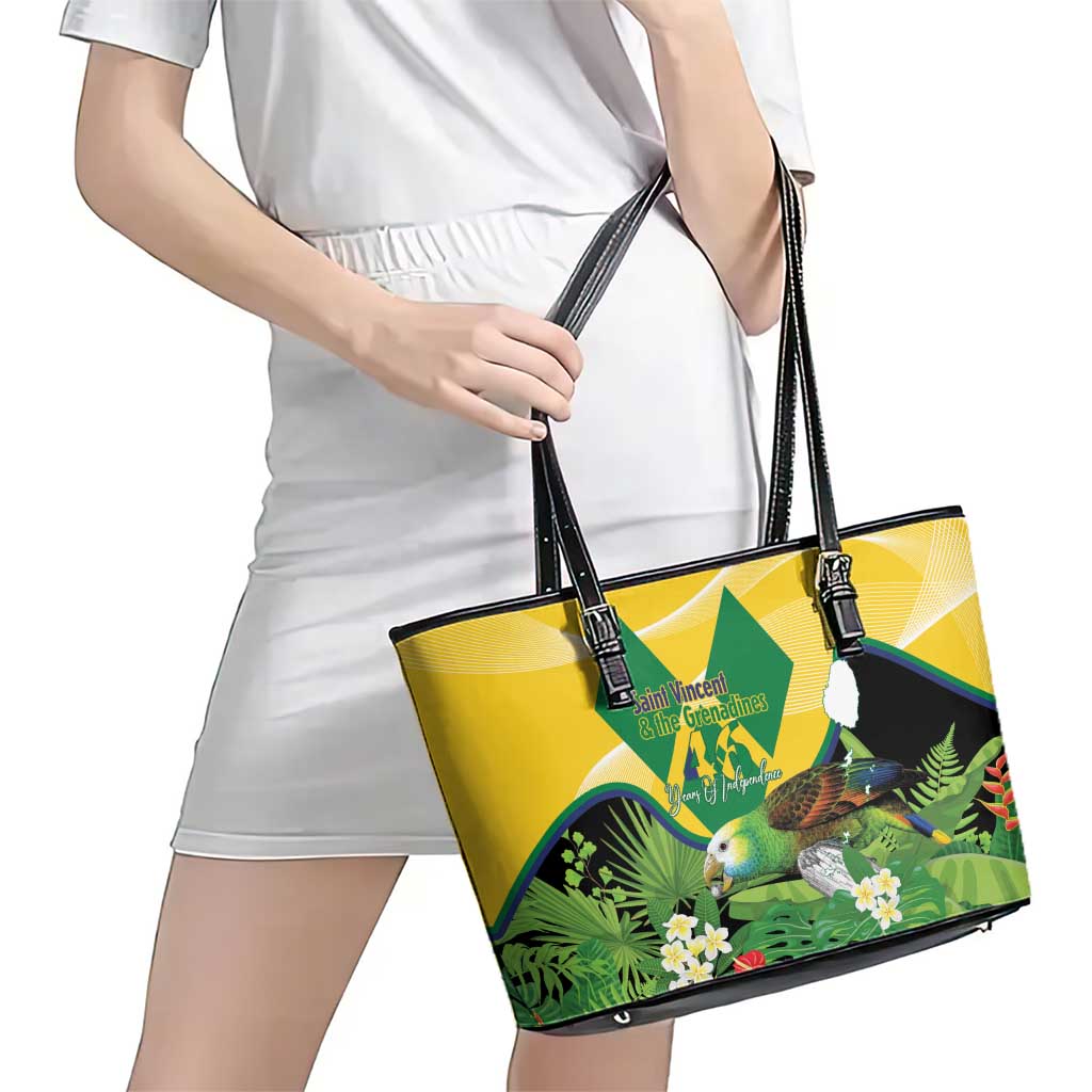 Saint Vincent and the Grenadines Leather Tote Bag Amazona Guildingii 46 Years Of Independence - Wonder Print Shop