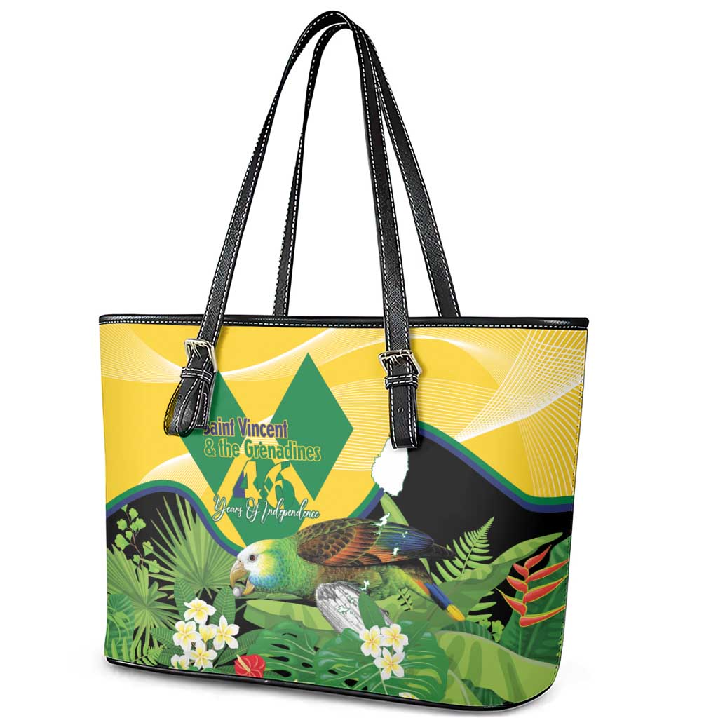Saint Vincent and the Grenadines Leather Tote Bag Amazona Guildingii 46 Years Of Independence - Wonder Print Shop