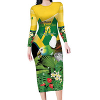 Personalized Saint Vincent and the Grenadines Long Sleeve Bodycon Dress Amazona Guildingii 46 Years Of Independence - Wonder Print Shop