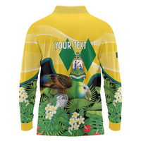 Personalized Saint Vincent and the Grenadines Long Sleeve Polo Shirt Amazona Guildingii 46 Years Of Independence - Wonder Print Shop