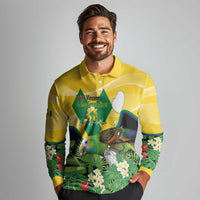 Personalized Saint Vincent and the Grenadines Long Sleeve Polo Shirt Amazona Guildingii 46 Years Of Independence - Wonder Print Shop
