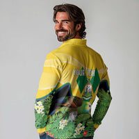 Personalized Saint Vincent and the Grenadines Long Sleeve Polo Shirt Amazona Guildingii 46 Years Of Independence - Wonder Print Shop