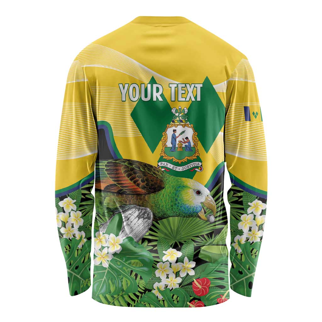Personalized Saint Vincent and the Grenadines Long Sleeve Shirt Amazona Guildingii 46 Years Of Independence - Wonder Print Shop