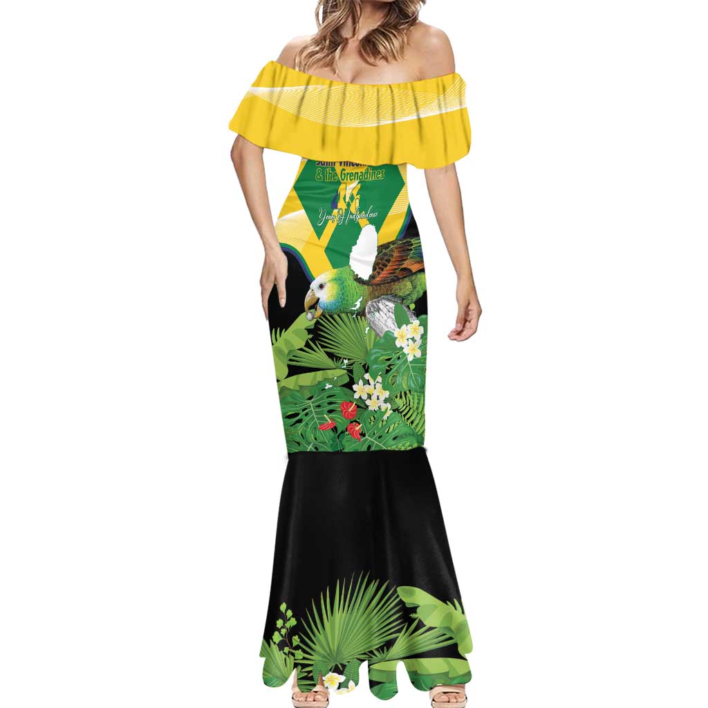 Personalized Saint Vincent and the Grenadines Mermaid Dress Amazona Guildingii 46 Years Of Independence - Wonder Print Shop