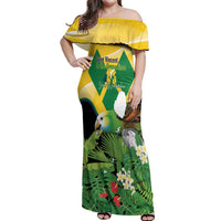 Personalized Saint Vincent and the Grenadines Off Shoulder Maxi Dress Amazona Guildingii 46 Years Of Independence - Wonder Print Shop