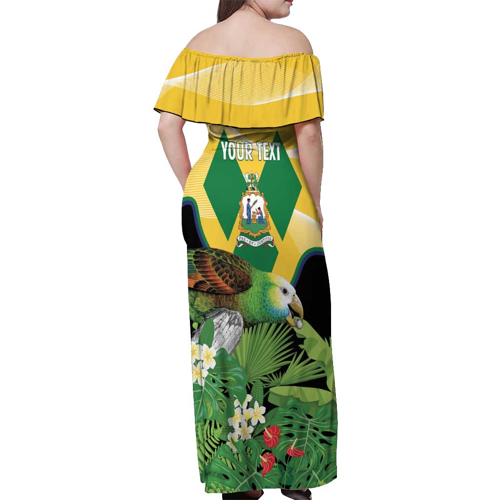 Personalized Saint Vincent and the Grenadines Off Shoulder Maxi Dress Amazona Guildingii 46 Years Of Independence - Wonder Print Shop
