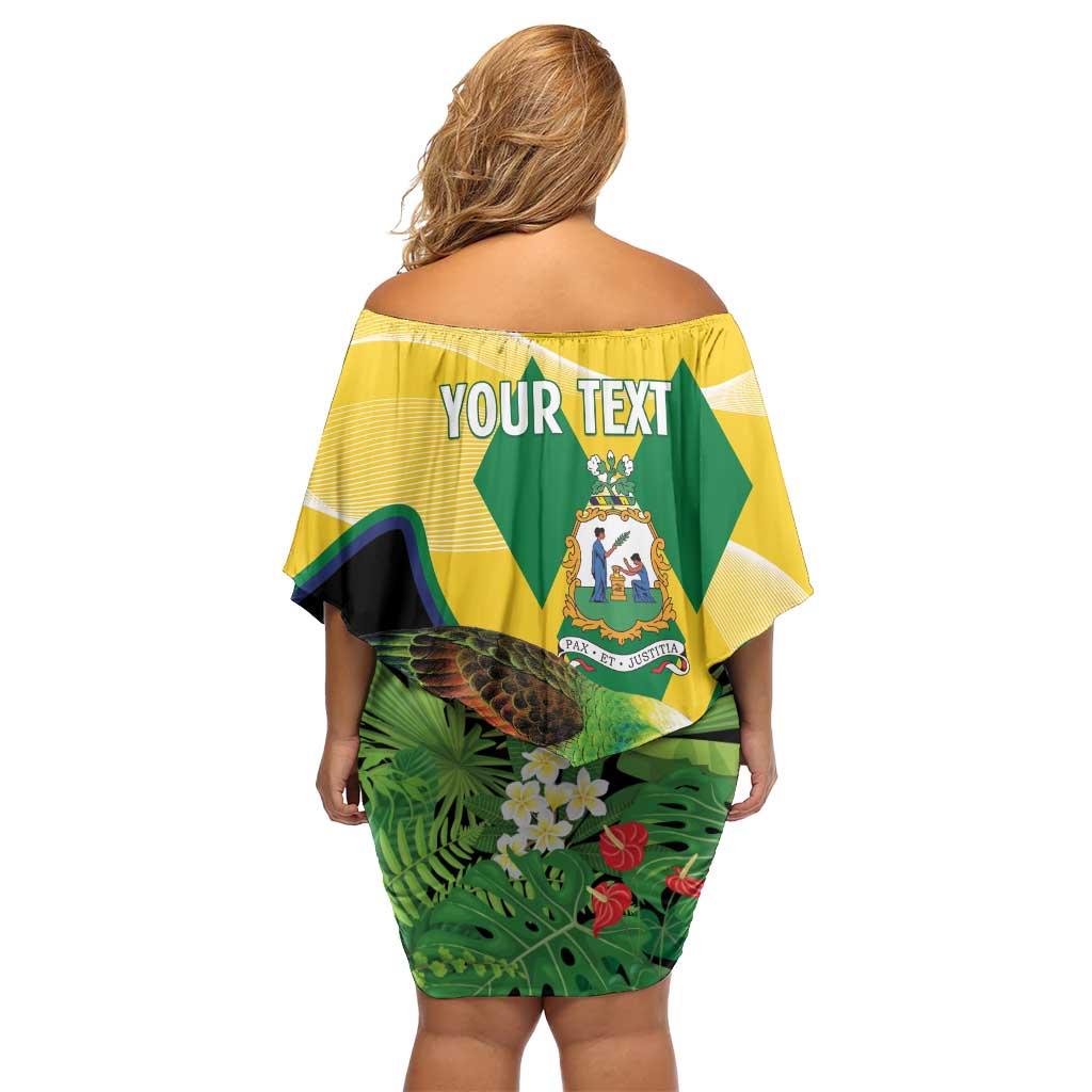 Personalized Saint Vincent and the Grenadines Off Shoulder Short Dress Amazona Guildingii 46 Years Of Independence - Wonder Print Shop