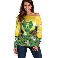Personalized Saint Vincent and the Grenadines Off Shoulder Sweater Amazona Guildingii 46 Years Of Independence - Wonder Print Shop
