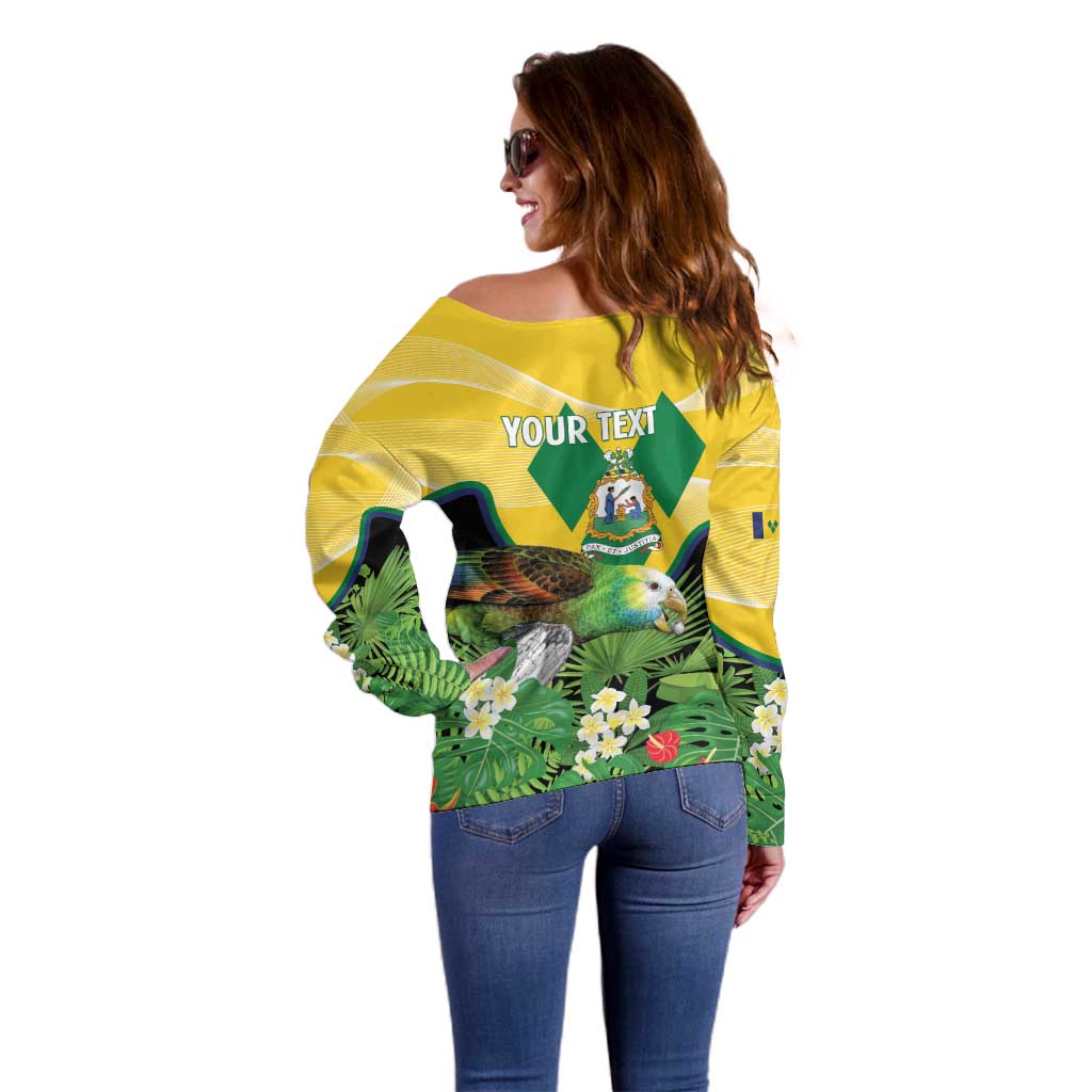 Personalized Saint Vincent and the Grenadines Off Shoulder Sweater Amazona Guildingii 46 Years Of Independence - Wonder Print Shop