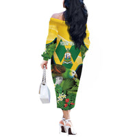 Personalized Saint Vincent and the Grenadines Off The Shoulder Long Sleeve Dress Amazona Guildingii 46 Years Of Independence - Wonder Print Shop