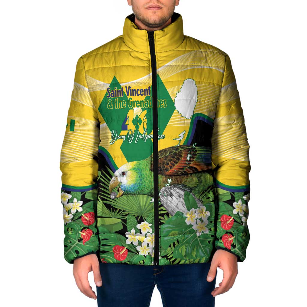 Personalized Saint Vincent and the Grenadines Padded Jacket Amazona Guildingii 46 Years Of Independence - Wonder Print Shop