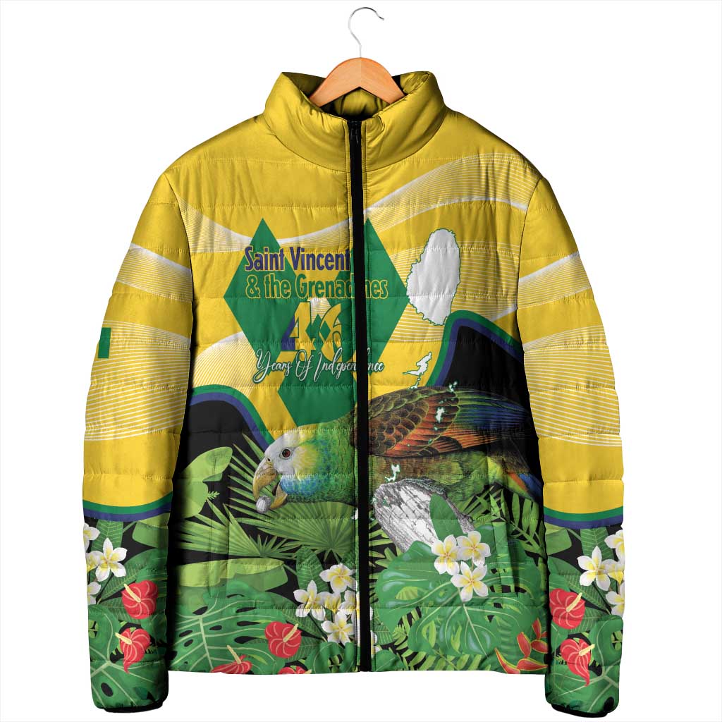 Personalized Saint Vincent and the Grenadines Padded Jacket Amazona Guildingii 46 Years Of Independence - Wonder Print Shop