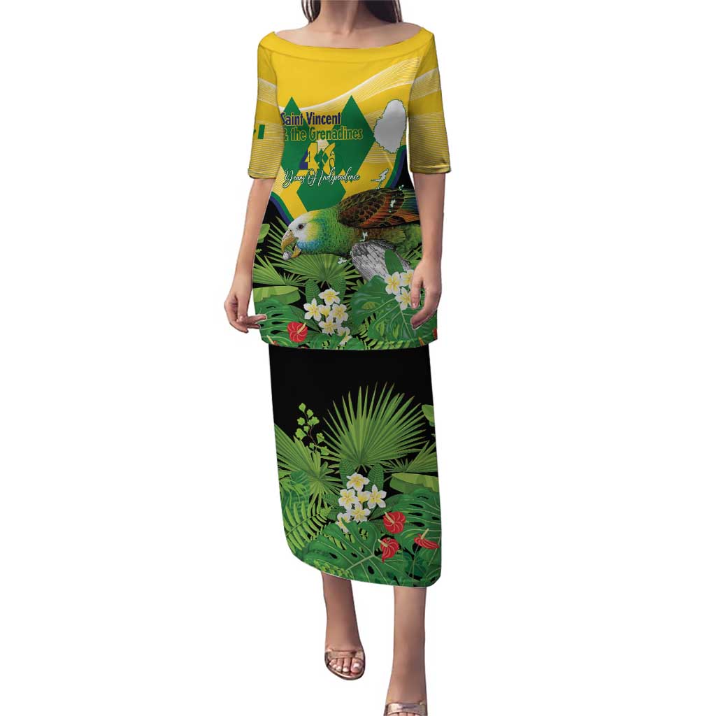 Personalized Saint Vincent and the Grenadines Puletasi Amazona Guildingii 46 Years Of Independence - Wonder Print Shop