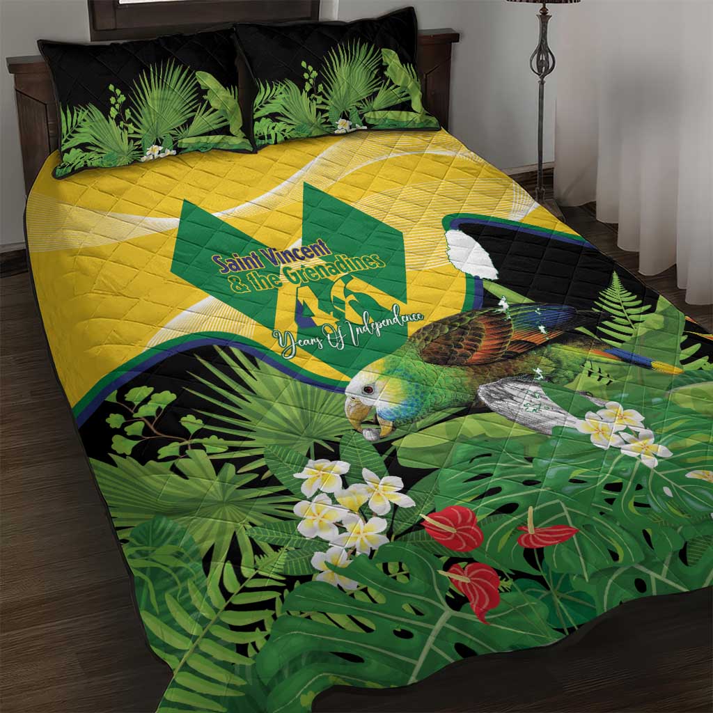 Saint Vincent and the Grenadines Quilt Bed Set Amazona Guildingii 46 Years Of Independence - Wonder Print Shop