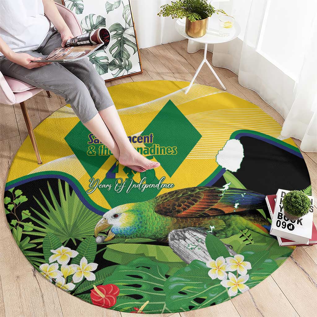 Saint Vincent and the Grenadines Round Carpet Amazona Guildingii 46 Years Of Independence - Wonder Print Shop