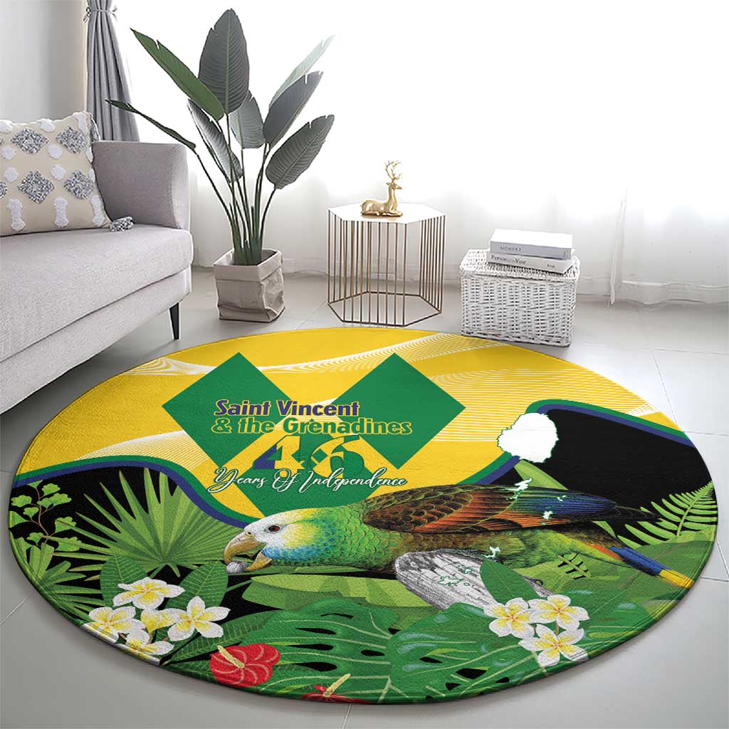 Saint Vincent and the Grenadines Round Carpet Amazona Guildingii 46 Years Of Independence - Wonder Print Shop