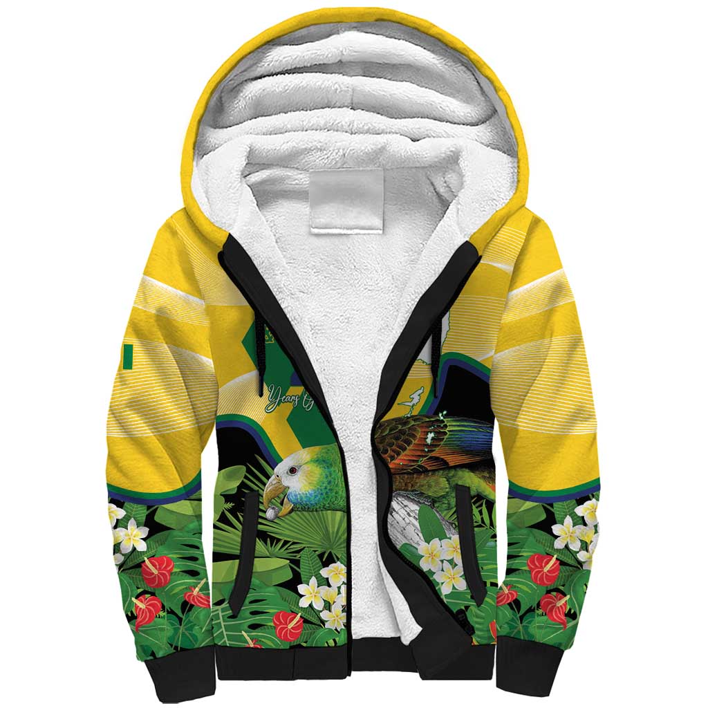 Personalized Saint Vincent and the Grenadines Sherpa Hoodie Amazona Guildingii 46 Years Of Independence - Wonder Print Shop