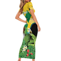 Personalized Saint Vincent and the Grenadines Short Sleeve Bodycon Dress Amazona Guildingii 46 Years Of Independence - Wonder Print Shop