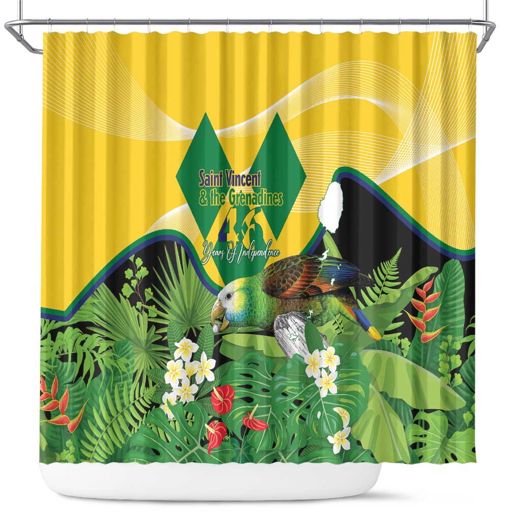 Saint Vincent and the Grenadines Shower Curtain Amazona Guildingii 46 Years Of Independence - Wonder Print Shop