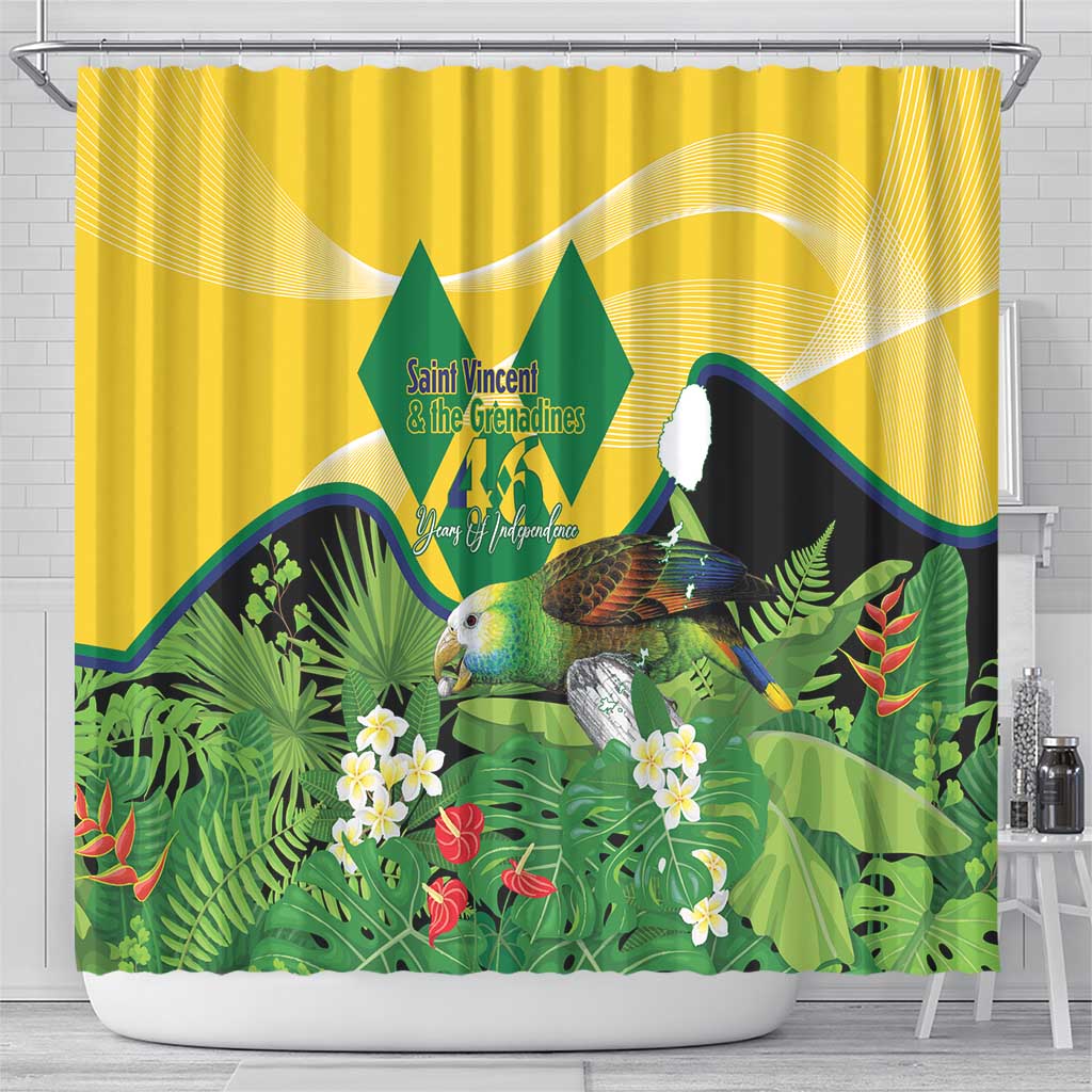 Saint Vincent and the Grenadines Shower Curtain Amazona Guildingii 46 Years Of Independence - Wonder Print Shop
