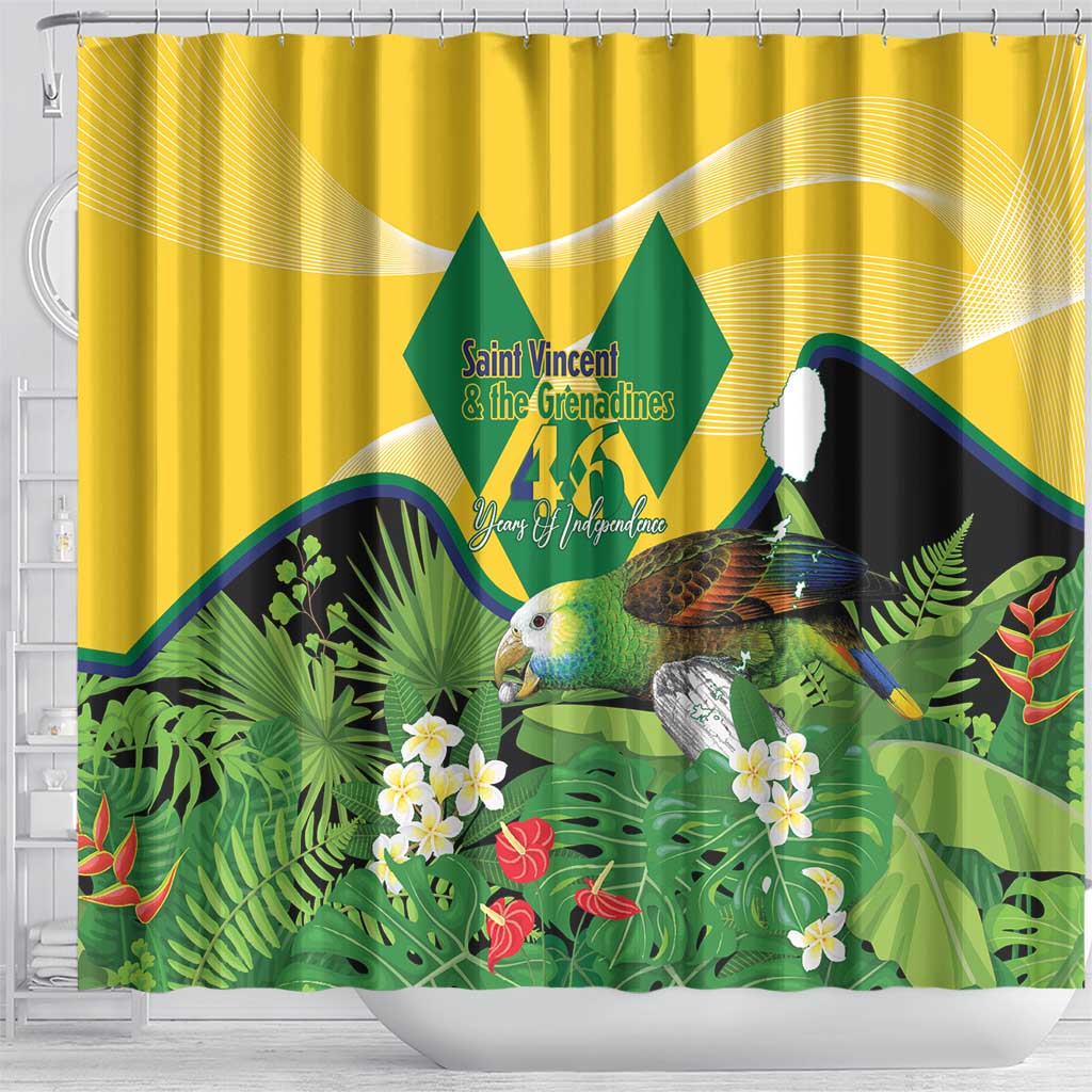 Saint Vincent and the Grenadines Shower Curtain Amazona Guildingii 46 Years Of Independence - Wonder Print Shop
