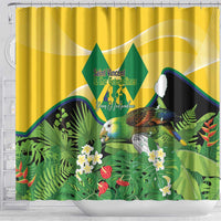 Saint Vincent and the Grenadines Shower Curtain Amazona Guildingii 46 Years Of Independence - Wonder Print Shop