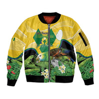 Personalized Saint Vincent and the Grenadines Sleeve Zip Bomber Jacket Amazona Guildingii 46 Years Of Independence - Wonder Print Shop