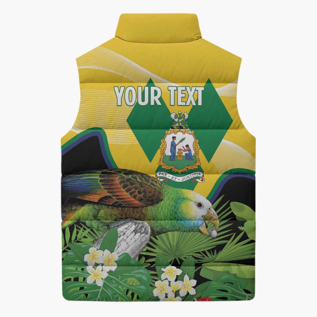 Personalized Saint Vincent and the Grenadines Sleeveless Puffer Jacket Amazona Guildingii 46 Years Of Independence - Wonder Print Shop