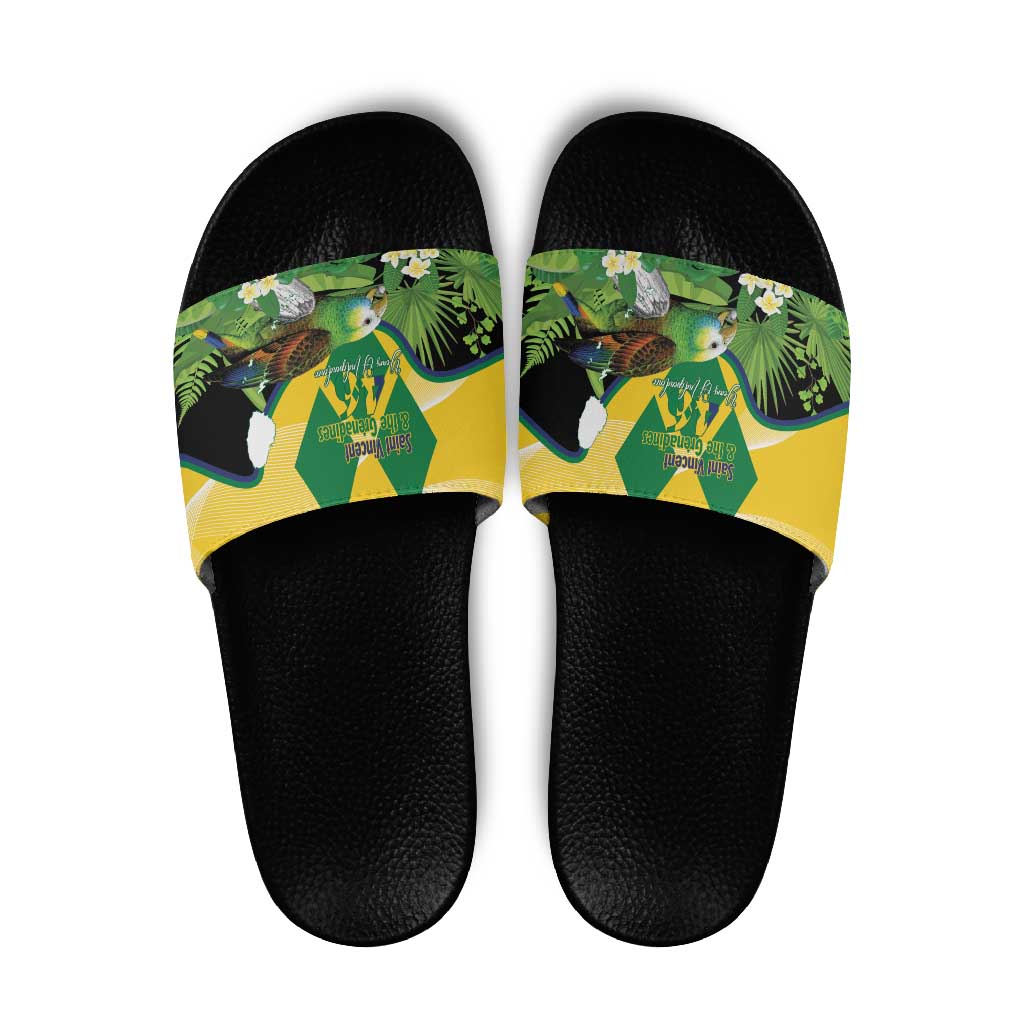 Saint Vincent and the Grenadines Slide Sandals Amazona Guildingii 46 Years Of Independence - Wonder Print Shop