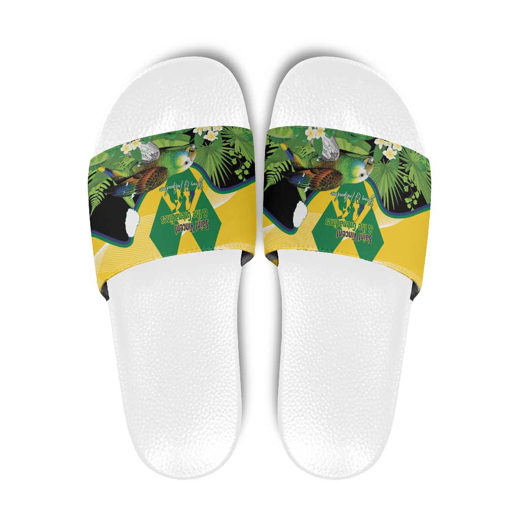 Saint Vincent and the Grenadines Slide Sandals Amazona Guildingii 46 Years Of Independence - Wonder Print Shop