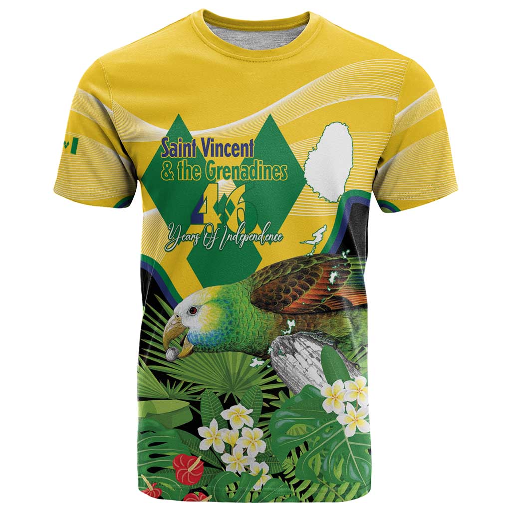 Personalized Saint Vincent and the Grenadines T Shirt Amazona Guildingii 46 Years Of Independence - Wonder Print Shop